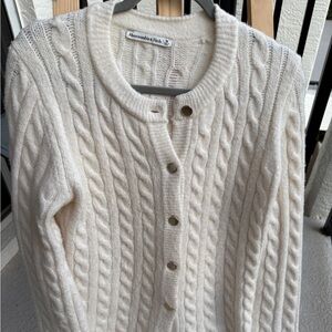 Abercrombie & Fitch Ivory Cable Knit Cardigan
